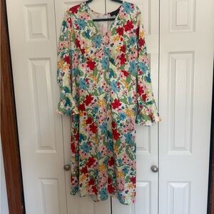Eloquii Multicolor Floral Long Sleeve Dress